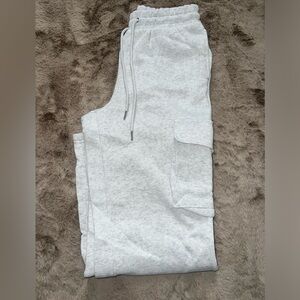 Grey high rise cargo sweatpants
